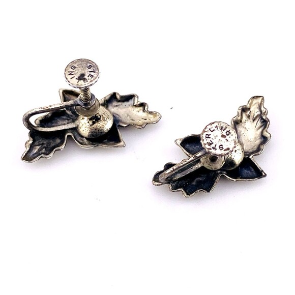 Danecraft Sterling Silver Necklace Earrings Set Signed Acorns n Leaves Links VTG - Picture 6 of 7